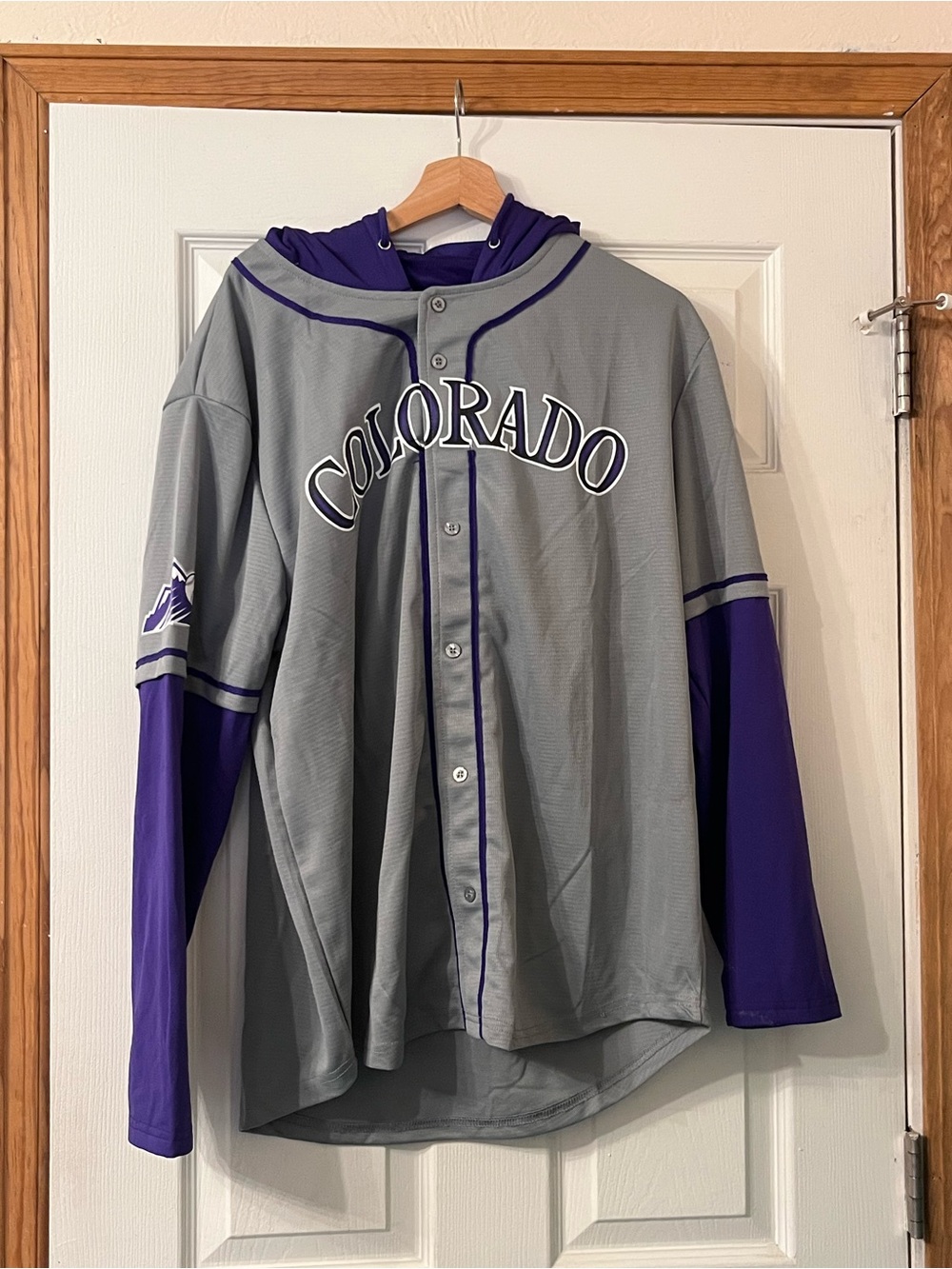 Colorado Rockies Grey & Purple Baseball Sweatshirt Jersey
